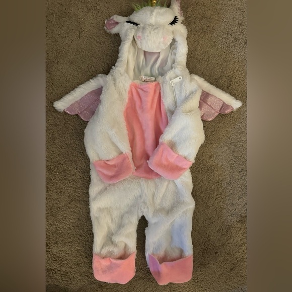 Fuzzy Rainbow Unicorn Onesie 0-6 months - Picture 1 of 8